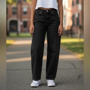 Old Navy Wow Baggy Wide Leg Jeans 0 Black Wash | Mid Rise Denim NWOT